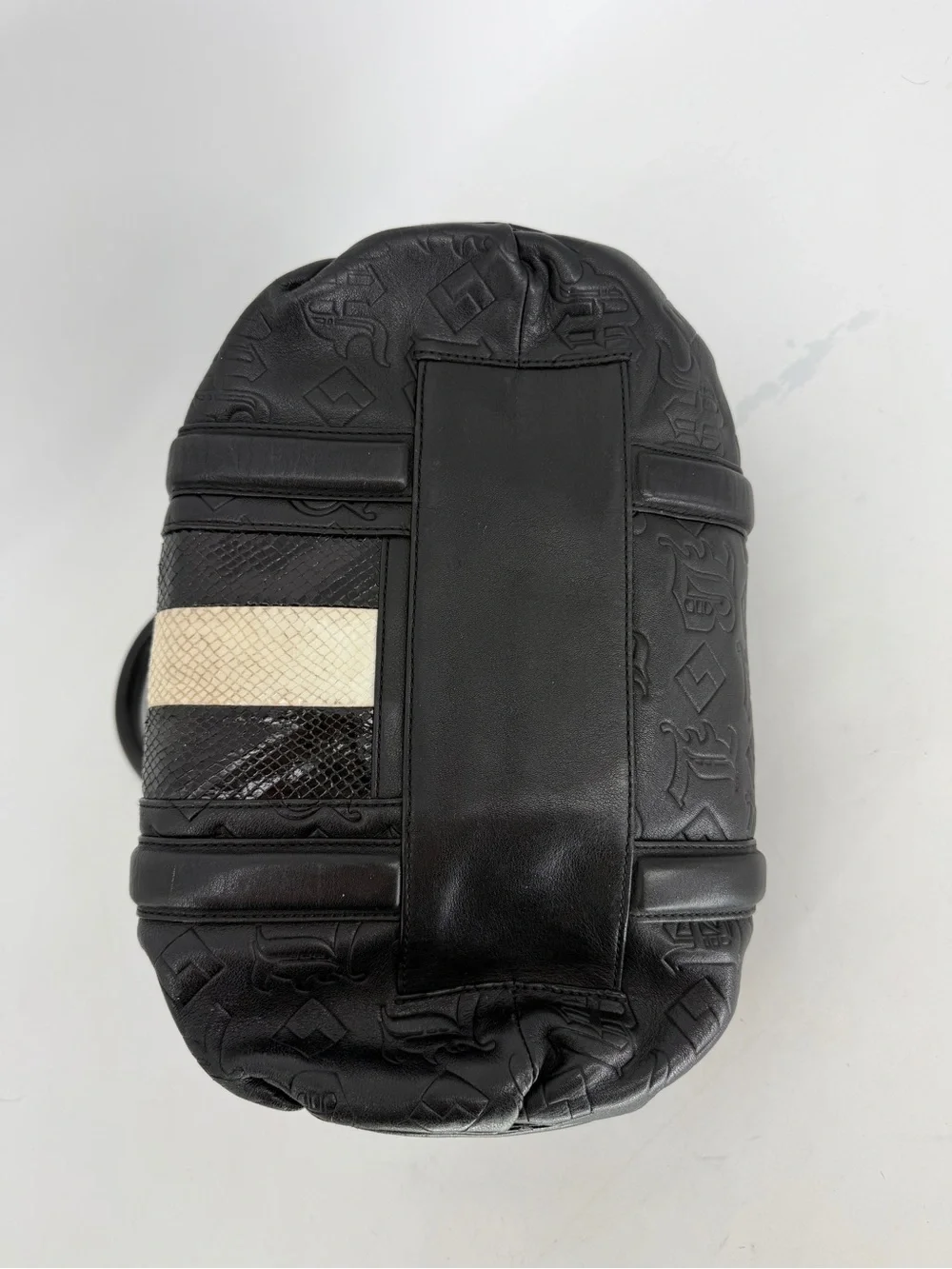 L.A.M.B by Gwen Stephani Vintage Black Embossed Leather Boston Satchel Bag